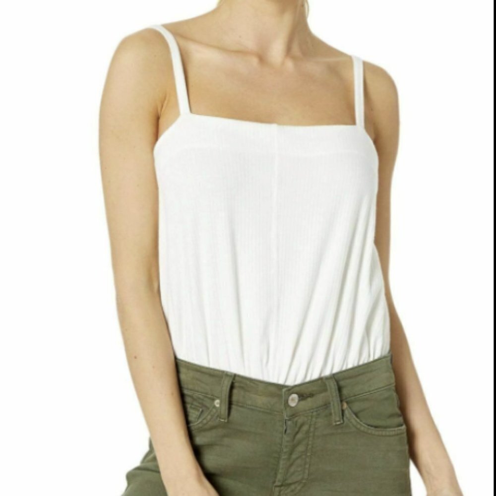 Free People Bodysuit Marissa Ivory White Ribbed Sleeveless XS New